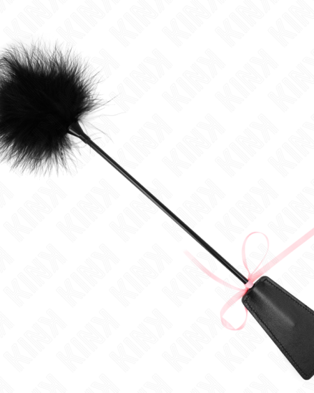KINK - PLUMES CHACOUILLÉES AVEC NOEUD DE RUBAN ROSE 49 CM