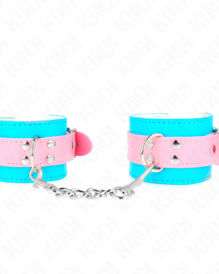 KINK - MIGNONS ATTENTES-POIGNETS BLEU/ROSE AJUSTABLES 16-28 CM X 5 CM
