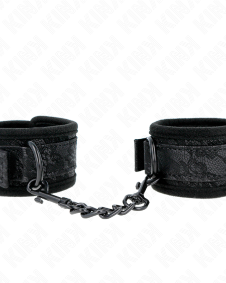 KINK - POIGNETS RECOUVERTS DE DENTELLE FONCÉE NÉOPRÈNE AJUSTABLE NOIR 20-29 CM X 5 CM