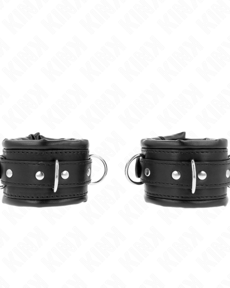 KINK - APPUI-POIGNETS LOURDS DOUBLÉS DE FOURRURE NOIRE RÉGLABLES 20-30 CM X 6 CM