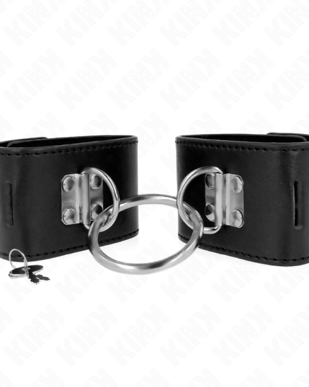 KINK - APPUI-POIGNETS FIXES AVEC ANNEAU ET FERMETURE PAR CADENAS NOIR AJUSTABLE 16-23 CM X 5,5 CM