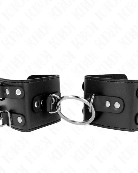 KINK - APPUI-POIGNETS FIXES AVEC ANNEAU ET CLOUS RÉGLABLES NOIR 17-22 CM X 6,5 CM