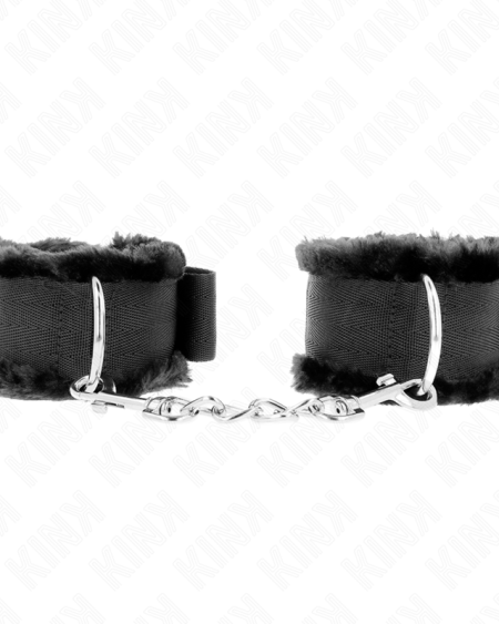 KINK - APPUI-POIGNETS DOUBLÉS DE FOURRURE NOIR AJUSTABLE 17-31 CM X 7 CM