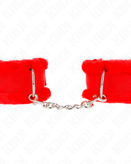 KINK - APPUI-POIGNETS DOUBLÉS DE FOURRURE ROUGE AJUSTABLE 17-31 CM X 7 CM