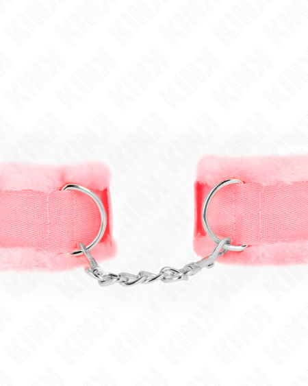 KINK - APPUI-POIGNETS DOUBLÉS DE FOURRURE ROSE RÉGLABLE 17-31 CM X 7 CM