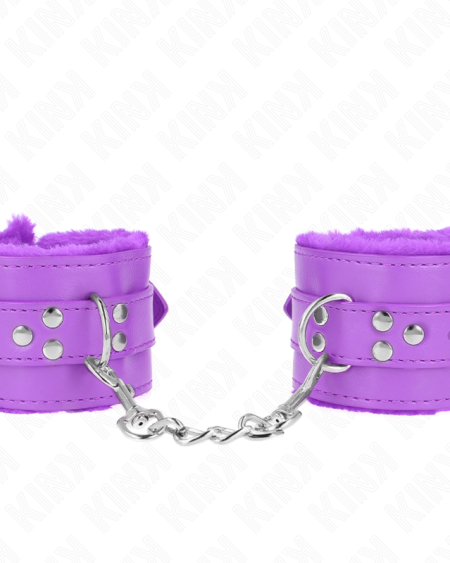 KINK - APPUI-POIGNETS DOUBLÉS DE FOURRURE AVEC TROUS CARRÉS VIOLET ET CEINTURE VIOLET RÉGLABLE 17-29 CM X 6 CM