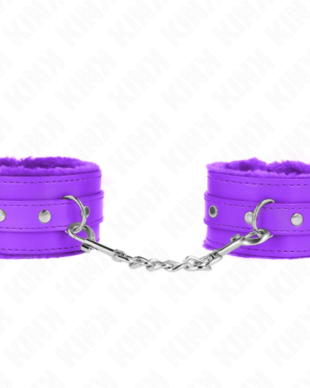 KINK - APPUI-POIGNETS DOUBLÉS DE FOURRURE PREMIUM VIOLET AVEC CEINTURE VIOLET AJUSTABLE 17-29 CM X 6 CM