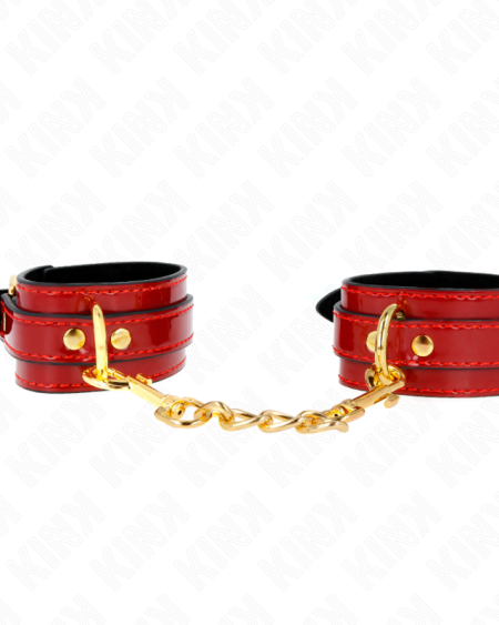 KINK - POIGNETS JOANNA ANGEL ROUGE AJUSTABLES AVEC CHAÎNE OR 16,5-26 CM X 4 CM