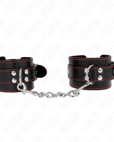 KINK - APPUI-POIGNETS NOIR AVEC DOUBLURE ROUGE RÉGLABLE 20-28 CM X 5,5 CM