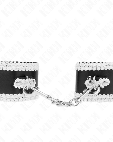 KINK - APPUI-POIGNETS NOIR AVEC DENTELLE DÉCORÉE BLANCHE RÉGLABLE 20-23 CM X 5,5 CM