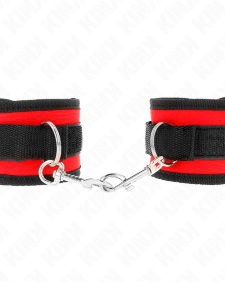 KINK - APPAREILS-POIGNETS À CROCHET ET BOUCLE EN NYLON ROUGE-NOIR MODÈLE 2 RÉGLABLE 18-35 CM X 6 CM