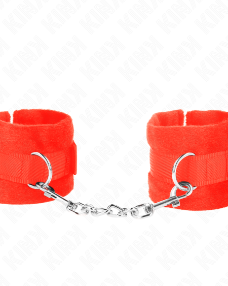 KINK - MANCHETTES DÉBUTANT EN FOURRURE ROUGE 30 X 7 CM