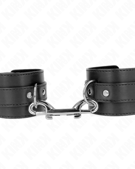 KINK - APPAREILS-POIGNETS - RANGÉE DE RIVETS SIMPLE ET GRANDE BOUCLE NOIRE RÉGLABLE 17-28 CM X 5 CM