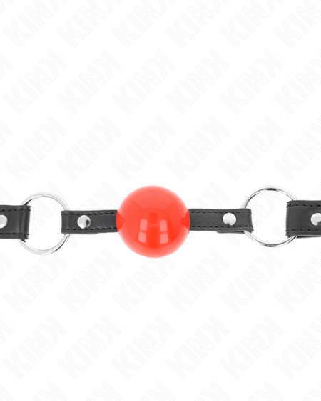 KINK - BÂILLON BALLE 4 CM AVEC SERRURE BOULE ROUGE BRACELET NOIR 60 x 2 CM
