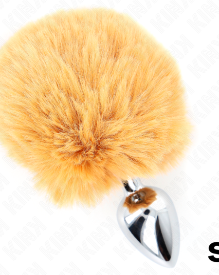 KINK - BOUCHON EN ACIER INOXYDABLE 7 x 3 CM AVEC QUEUE DE LAPIN EN FAUSSE FOURRURE BEIGE 8 CM