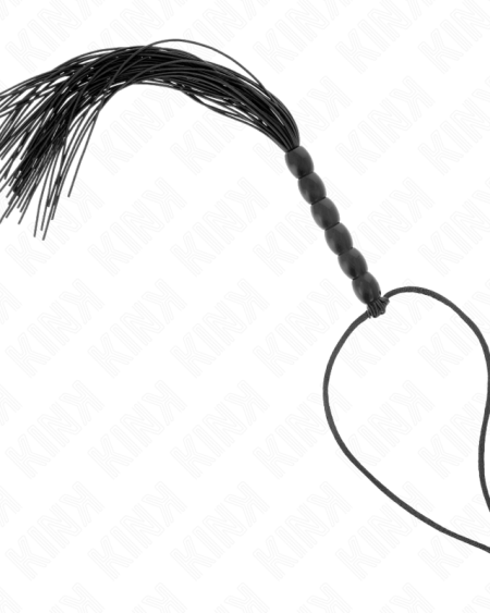 KINK - MINI FOUET EN SILICONE AVEC 6 BILLES NOIRES 26 CM