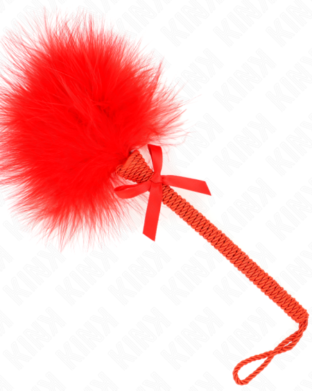 KINK - Baguette en corde de nylon avec plumes chatouillantes et noeud rouge 25 cm