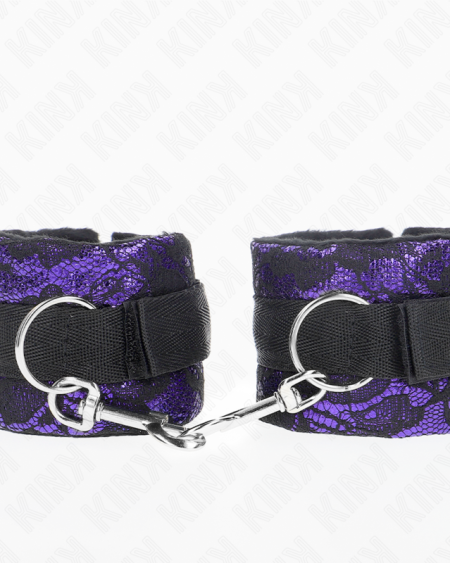KINK - ATTENTES-POIGNETS COURTES EN DENTELLE DE VELOURS ET RELIURE EN NYLON VIOLET / NOIR 23 X 6,5 CM