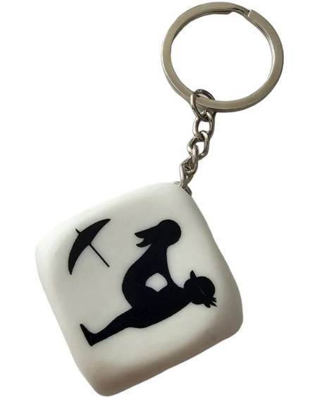 DIABLO PICANTE - PORTE-CLÉS DÉS BLANC AVEC POSES