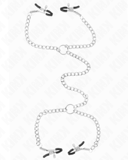 KINK - 4 PINCES À METON CHAÎNE 32 CM AVEC PETITES CHAÎNES 14 CM