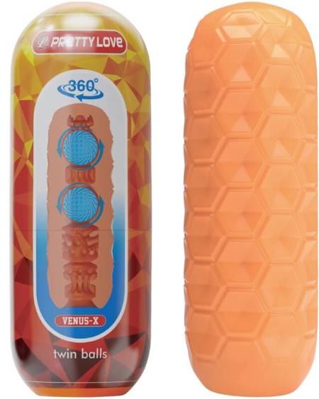 PRETTY LOVE - MASTURBATEUR POUR HOMME À DEUX BOULES ORANGE