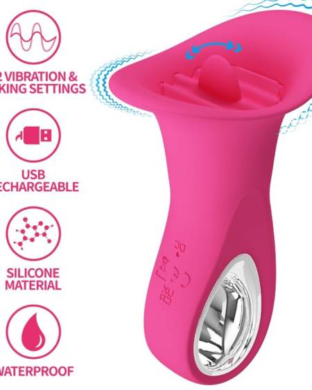 PRETTY LOVE - CLYDE VIBRATEUR ORAL LANGUE VIBRANTE 12 VIBRATIONS ROSE