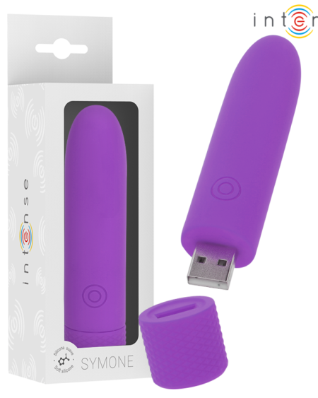 INTENSE - SYMONE BULLET VIBRANT RECHARGEABLE USB 8 VIBRATIONS VIOLET 10 X 2,2 CM
