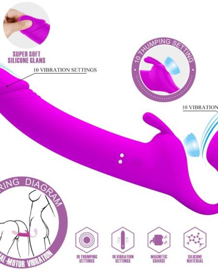 PRETTY LOVE - ZANINI STRAPLESS STRAP-ON 10 VIBRATIONS VIOLET