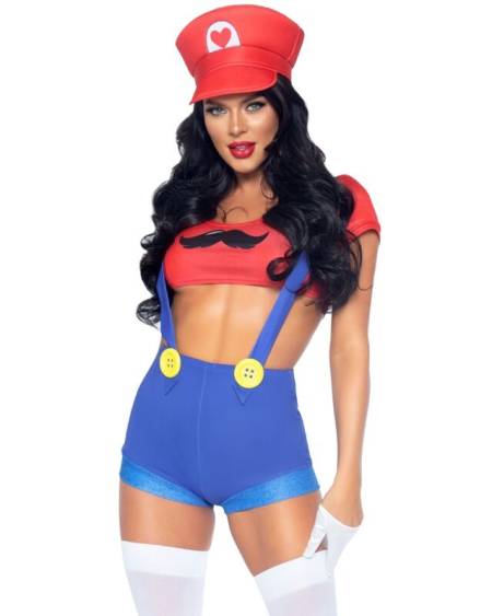 LEG AVENUE - COSTUME SEXY MARIO BROS ROUGE/BLEU S