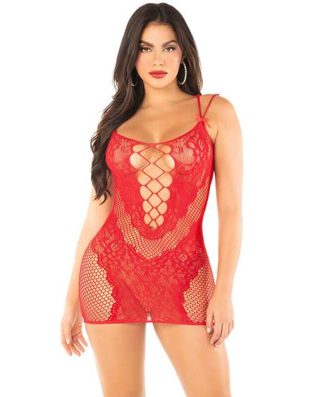 LEG AVENUE - MINI ROBE EN MAILLE À BRETELLES ROUGE