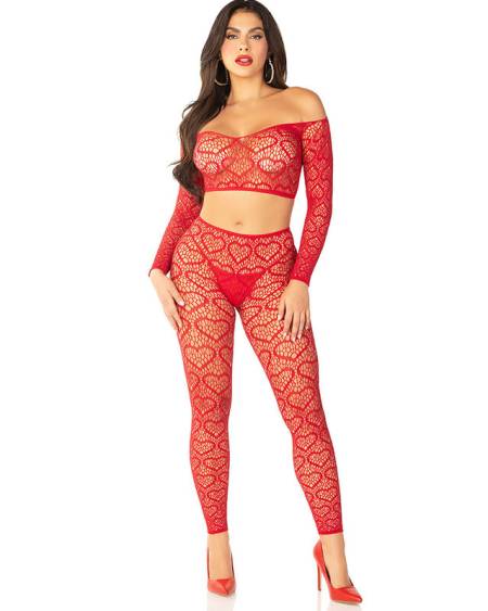LEG AVENUE - CROP TOP + BAS ROUGE TAILLE UNIQUE