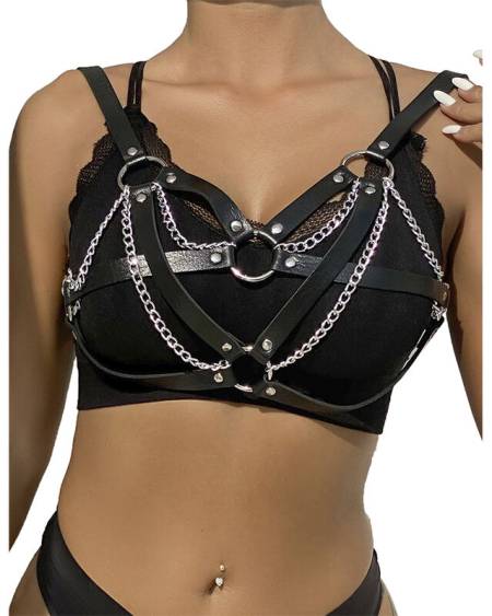 SUBBLIME - 953713 CEINTURE PUNK BONDAGE BOUCLE MÉTAL NOIRE TAILLE UNIQUE