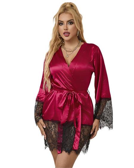 SUBBLIME - 953812 PYJAMA DENTELLE ÉLÉGANT + STRING ROUGE S/M