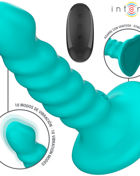 INTENSE - BUFFY VIBRATEUR TAILLE S DESIGN SPIRALE 10 VIBRATIONS TÉLÉCOMMANDE BLEUE