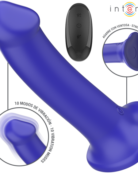 INTENSE - VICTORIA VIBRATEUR AVEC VENTOUSE 10 VIBRATIONS BLEU FONCÉ TÉLÉCOMMANDE