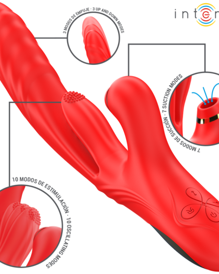 INTENSE - KAROL VIBRATEUR MULTIFONCTION POUSSÉE  STIMULATION  ONDES STIMULANTES ROUGE