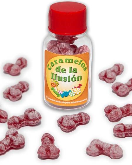 DIABLO PICANTE - 12 BONBONS ILLUSIONS EN FORME DE PÉNIS FRAISE/CERISE