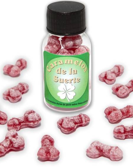 DIABLO PICANTE - 12 BONBONS PORTE-BONHEUR EN FORME DE PÉNIS FRAISE/CERISE