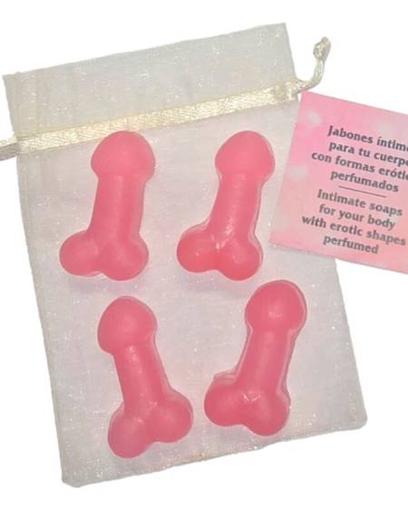 DIABLO PICANTE - 4 MINI SAVONS PARFUMÉS EN FORME DE PÉNIS ROSE