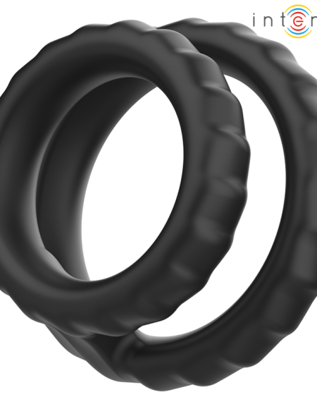 INTENSE - DEWEY ANNEAU PÉNIS DOUBLE SILICONE NOIR MODÈLE 2