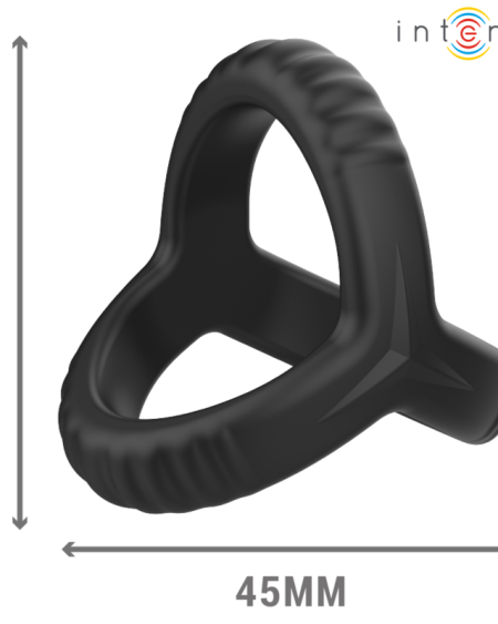 INTENSE - CARSON ANNEAU PÉNIS DOUBLE SILICONE NOIR MODÈLE 4