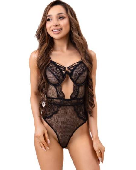 LIVCO CORSETTI FASHION - PAULA LC 20209 BODY CON ADORNOS DE ENCAJE NEGRO S/M
