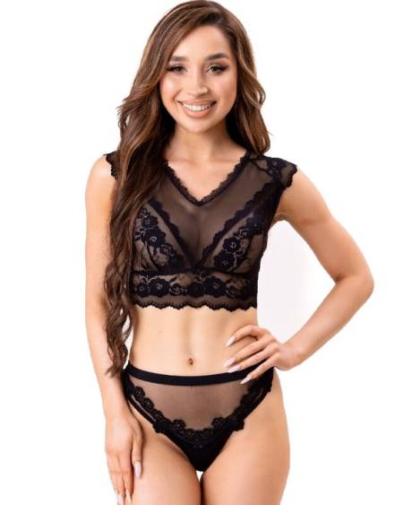 LIVCO CORSETTI FASHION - ELIN LC 20212 SUJETADOR + PANTIES NEGRO S/M