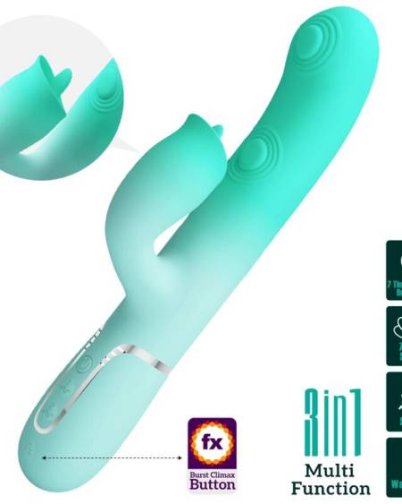 PRETTY LOVE - VIBRATEUR LAPIN MULTIFONCTION GIGI VERT AQUA