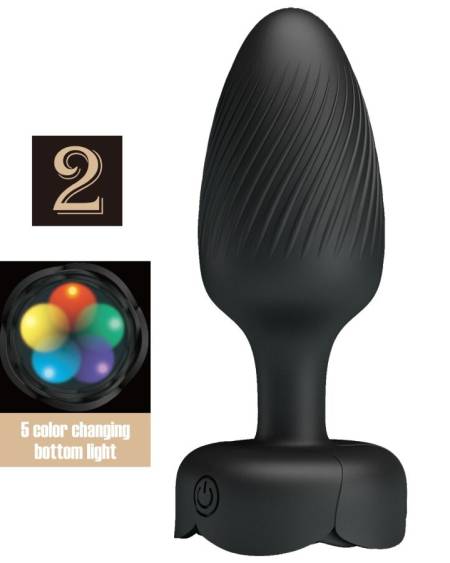 PRETTY LOVE - PLUG ANAL VARIAN AVEC LUMIÈRE LED NOIR 10,8 CM