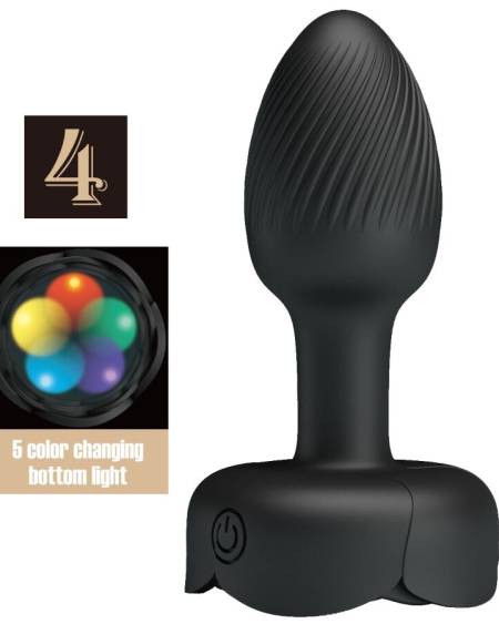 PRETTY LOVE - PLUG ANAL OLMAN AVEC LUMIÈRE LED NOIR 8,8 CM