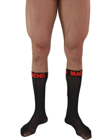 MACHO - CHAUSSETTES FINES TAILLE UNIQUE NOIR/ROUGE