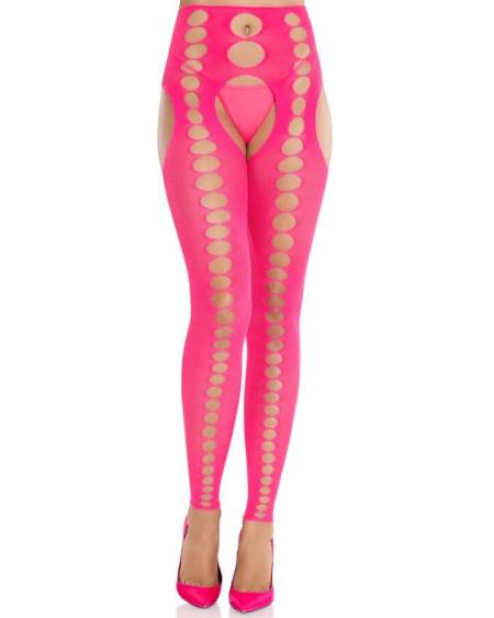 LEG AVENUE - BAS OPAQUES SANS BRETELLES ET SANS COUTURE ROSE FLUO
