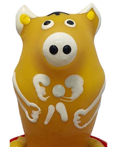 CONDOMERIE - PRÉSERVATIFS FANTAISIE PEINTS À LA MAIN COCHON ASSIS JAUNE