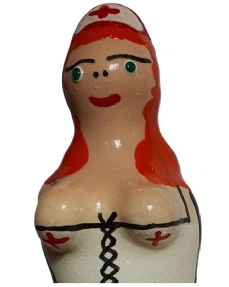 CONDOMERIE - PRÉSERVATIFS FANTAISIE PEINTS À LA MAIN INFIRMIÈRE ROUSSE